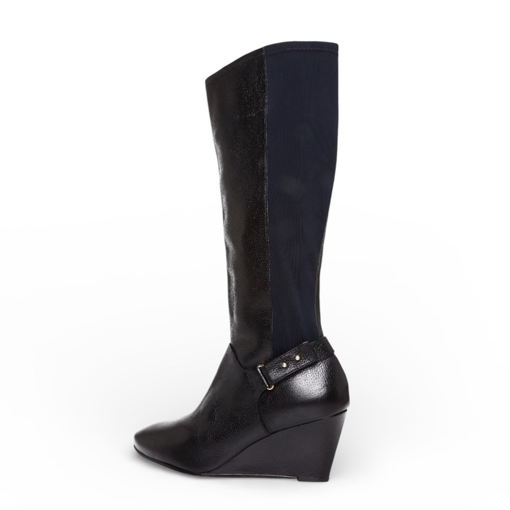 Steven by Steve Madden Jaden Women's Black Leather Wedge Boot Size 10 M